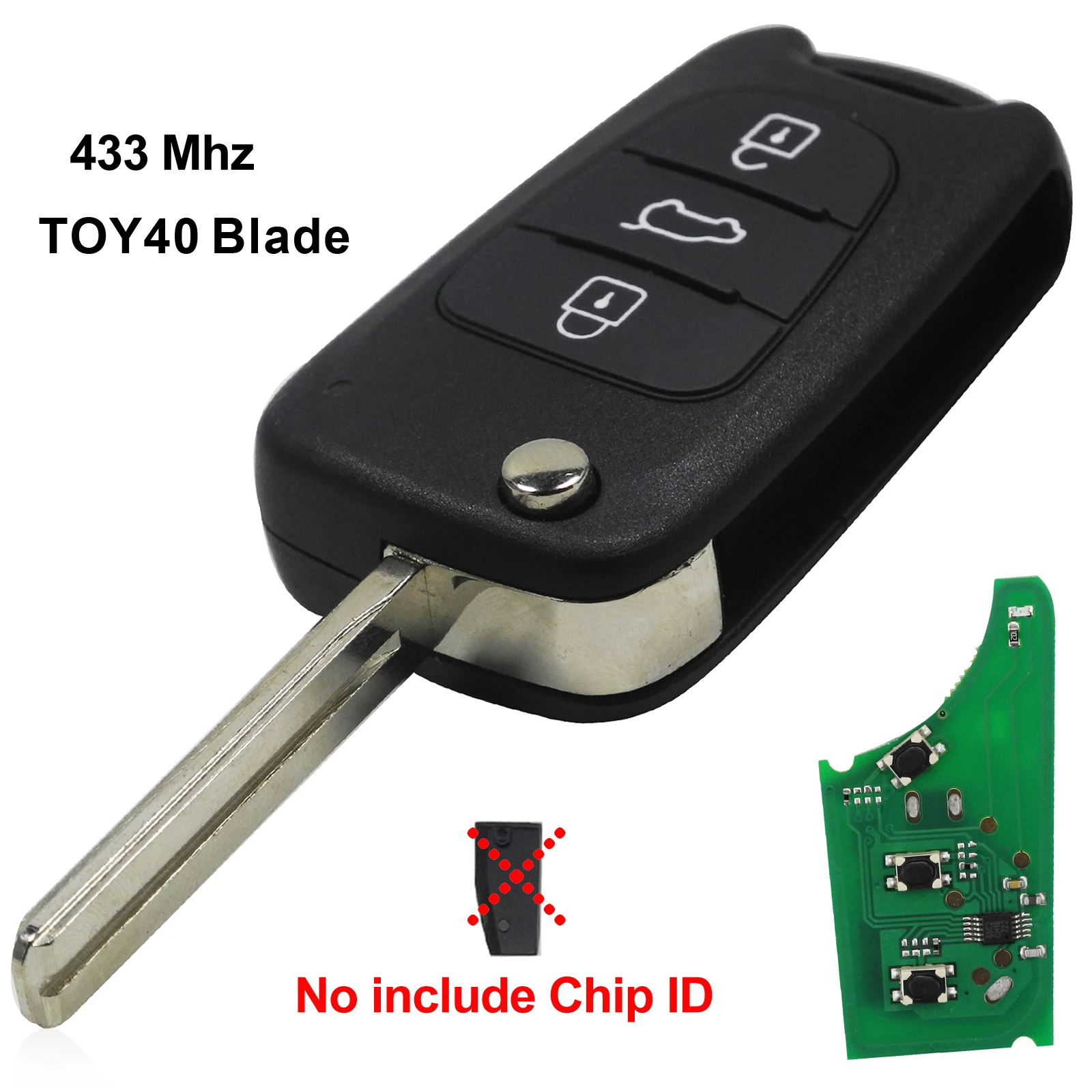 Jingyuqin 433,91 МГц чип ID46 дистанционный Автомобильный ключ для Kia Sportage K2 K3 K5 Soul 3 кнопки откидной складной брелок - Количество кнопок: without chip