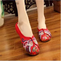 Taomengsi новое обновление утолщается свежий вышитые ткани тапочки невесты Национальный красивые носки для танцев красные туфли размеры 34-41