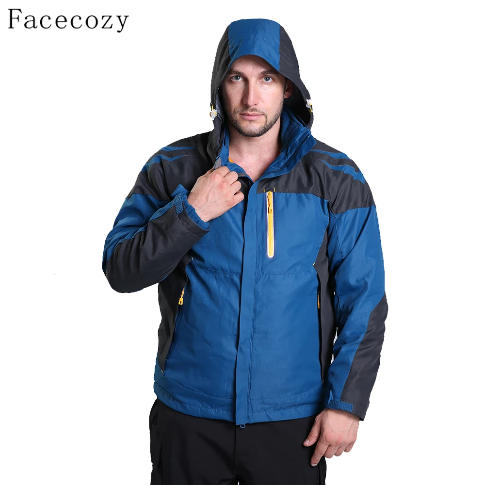 Facecozy Мужская зимняя уличная спортивная флисовая куртка с капюшоном для пешего