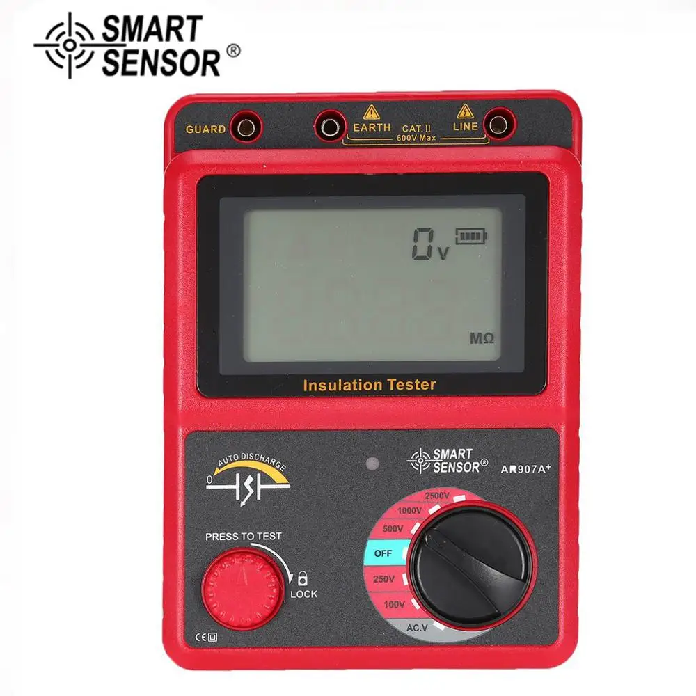 

SMAER SENSOR AR907A+ 100-2500V Megger Insulation Earth Ground Resistance Tester Megohmmeter AC / DC Voltmeter Tester