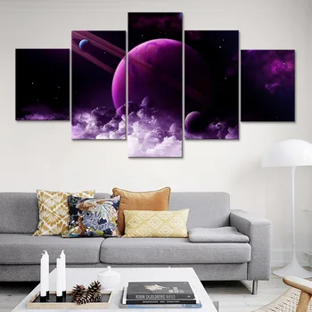 

Poster Modular Pictures Canvas Art HD Prints Modern Abstract Purple Planet Space Landscape Painting Decor Living Room Wall Frame