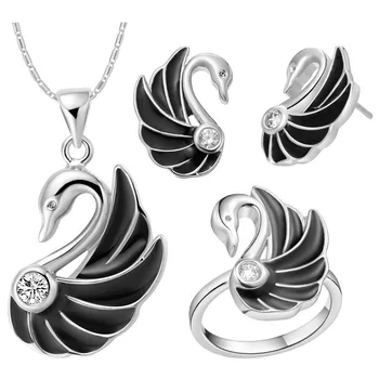 

Pendant necklace Earrings ring 925 silver NEW suit made suit Little Swan spot set for women sterling-silver-jewelry silver