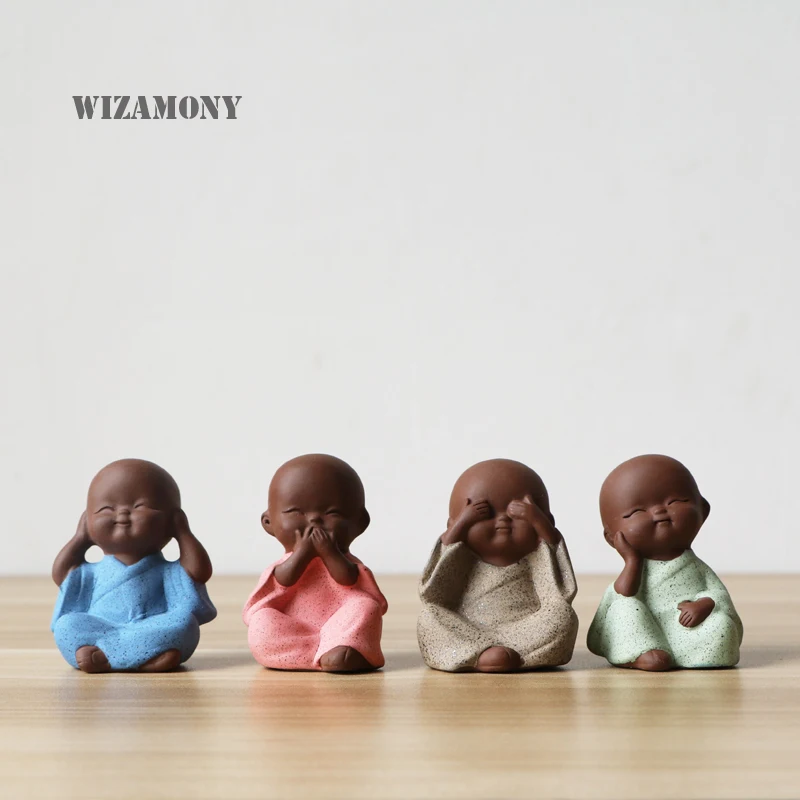 WIZAMONY 1 комплект! Горящая распродажа мини керамика маленький монах китайский