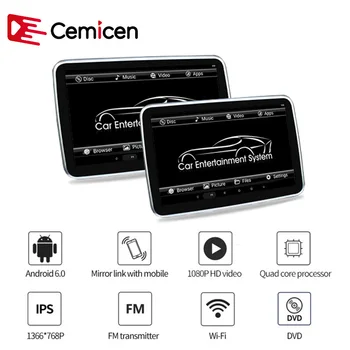 

Cemicen 10.1 inch Android 6.0 Car Headrest DVD Player HD 1080P Video Car Monitor Touch Screen With WIFI/HDMI/USB/SD/FM/Bluetooth