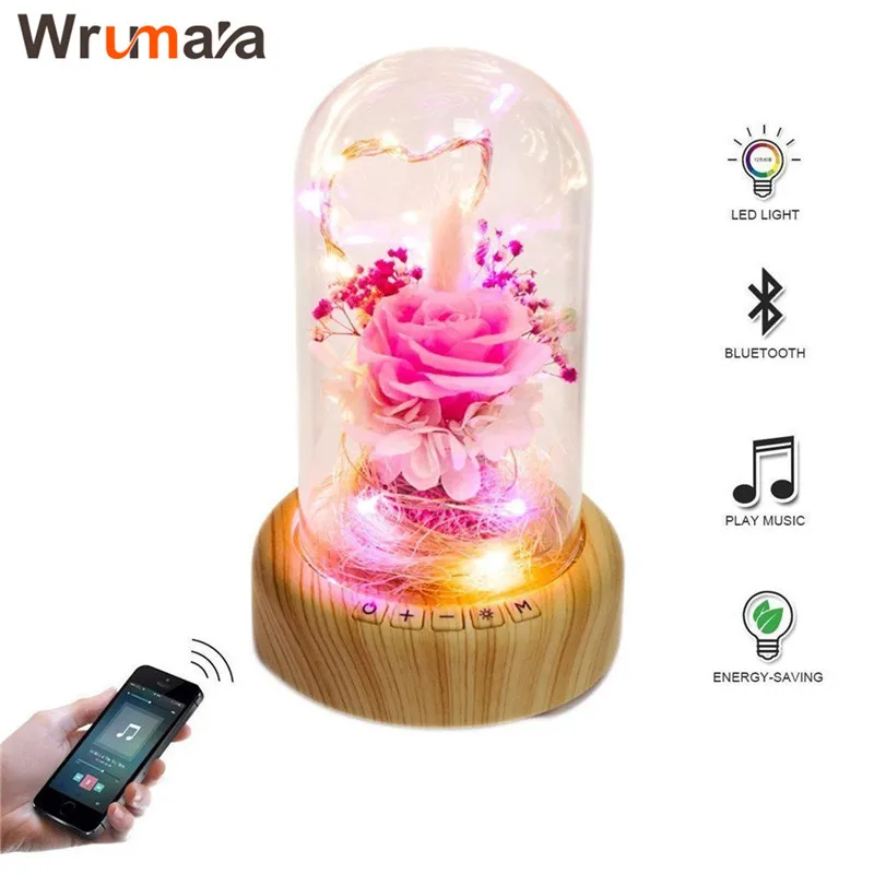 

Wrumava Wishing Bottle LED Night Night Light Bluetooth Speaker Flowers USB Bedside Table lamp for Birthday Party Festival Room