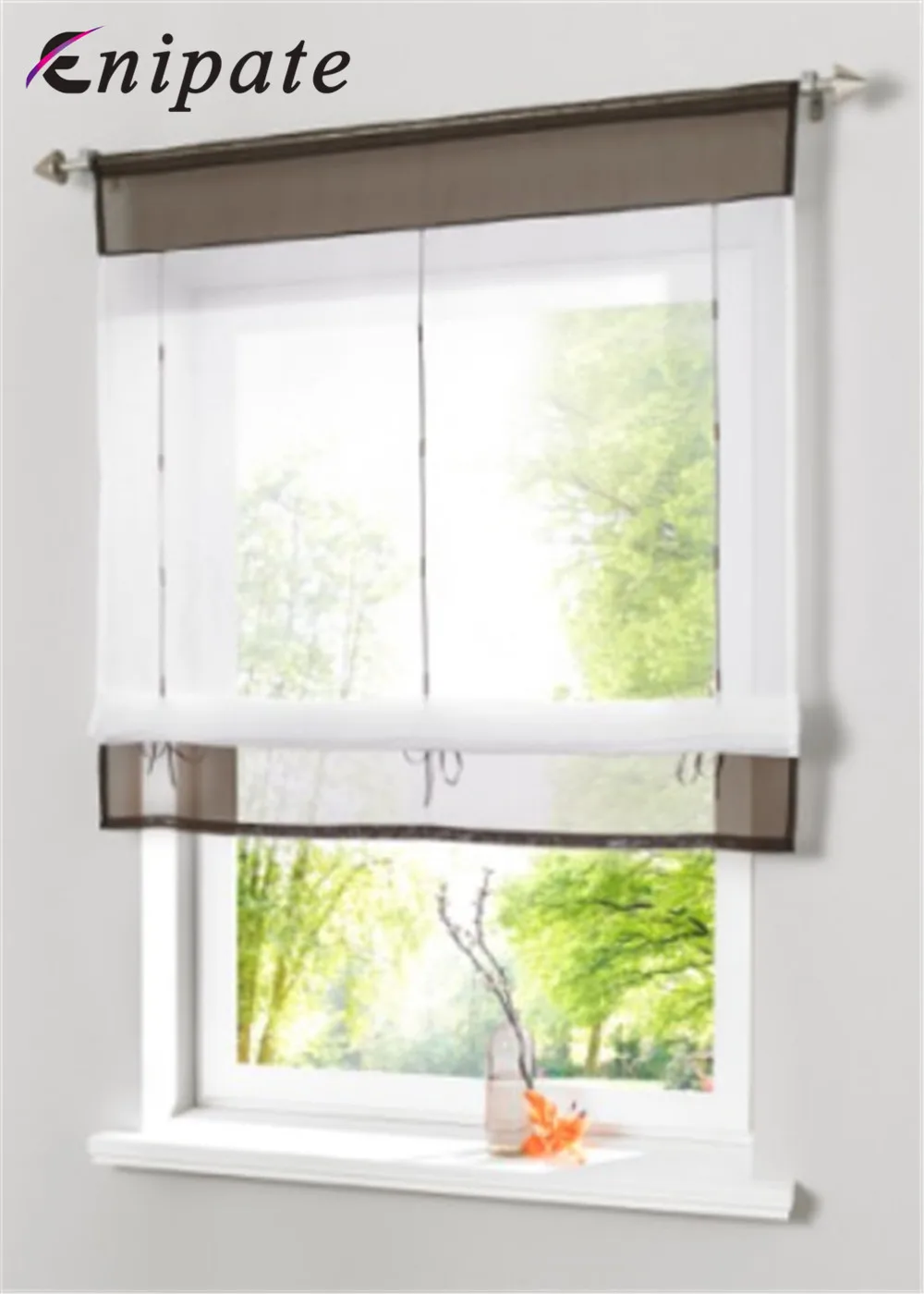 Enipate European Style Short Curtain Simple Pure Color