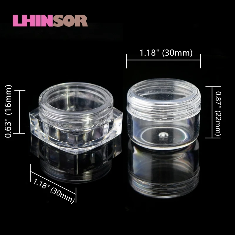 

50pcs/lot Empty 5ml Clear Plastic Cosmetic Pot Jars for Nail Art Decorations Glitter Eyeshadow Makeup Face Cream Containers