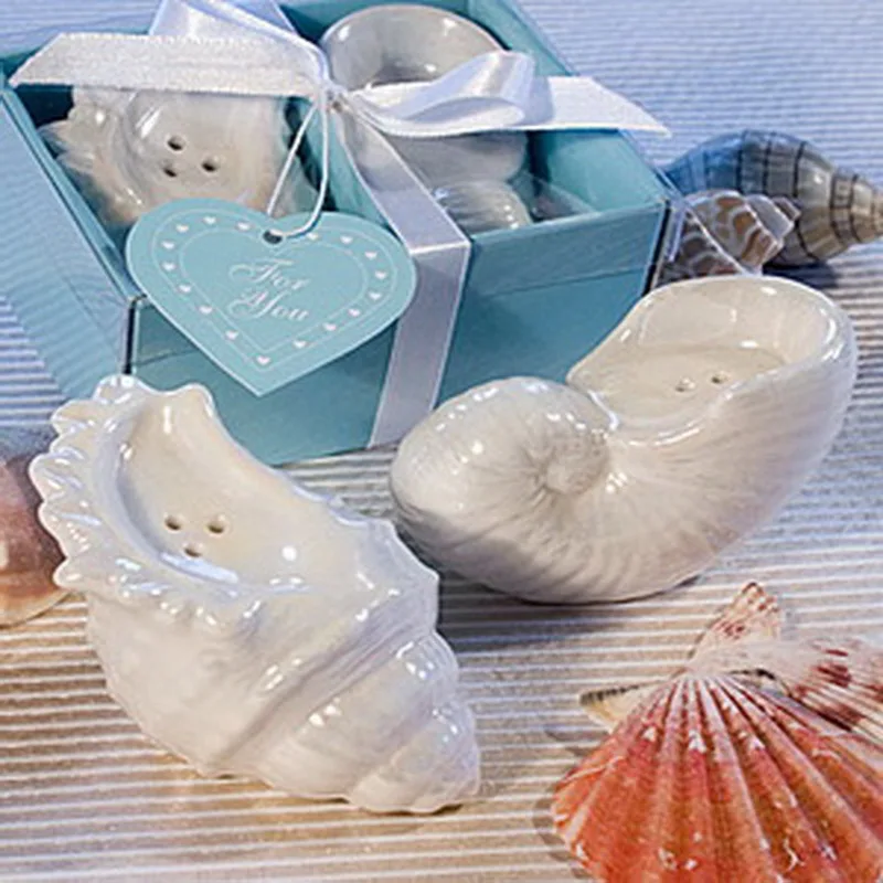 (200pcs=100boxes/Lot)FREE SHIPPING+A Pair Of Conch Salt and Pepper