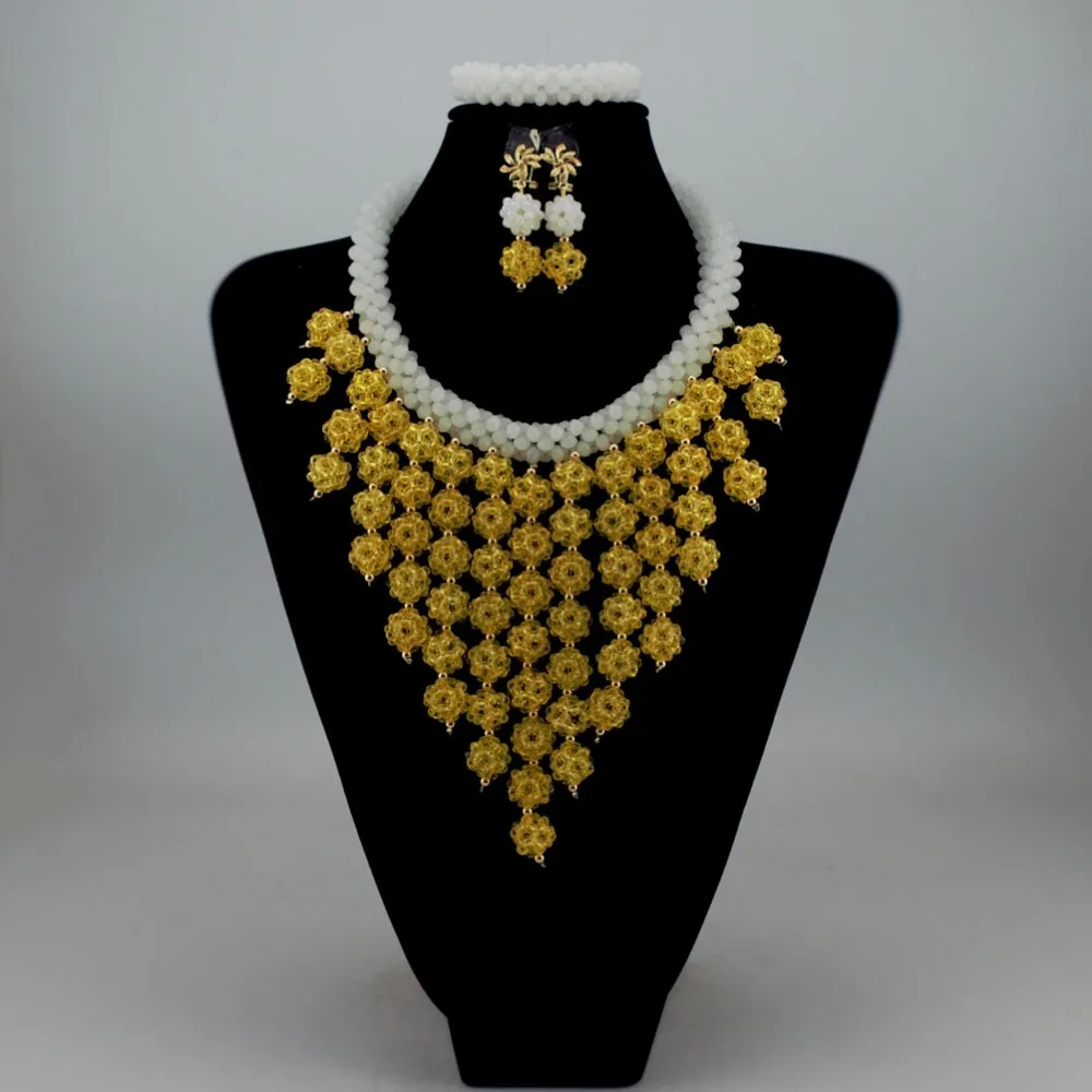

African jewelry set for women nigerian V shape beads necklace set for wedding