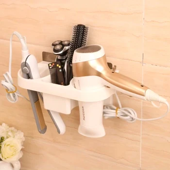 

1Pc Plastic Wall Storage Rack Holder Kitchen Rack Bathroom Storage Rack Electric Hair Plywood Comb Hair Dryer Holder