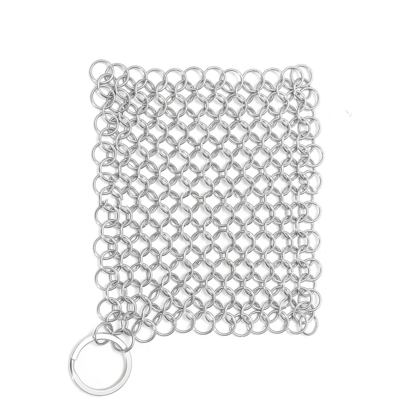 1PC 10 x 10CM Stainless Steel Skillet Cast Iron Cleaning Chainmail Ringer Scrubber