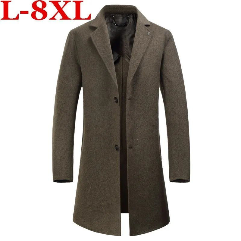 

plus size 8XL 7XL brand men's casual wool jacket winter thick warm luxury high quality knitted wool fashion slim lapel coat