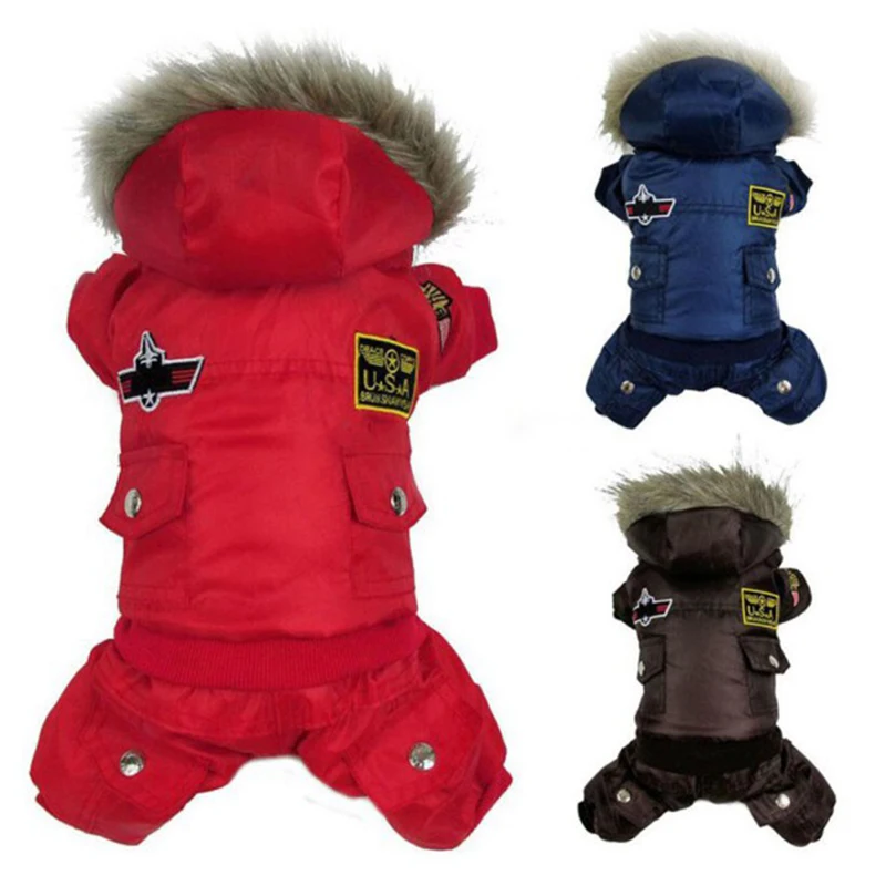 

Winter Overalls For Dogs Pet Dog Coat Clothes Padded Hoodie Jumpsuit Pants Apparel Dogs Coats Jacket Outwear Outfit Costume