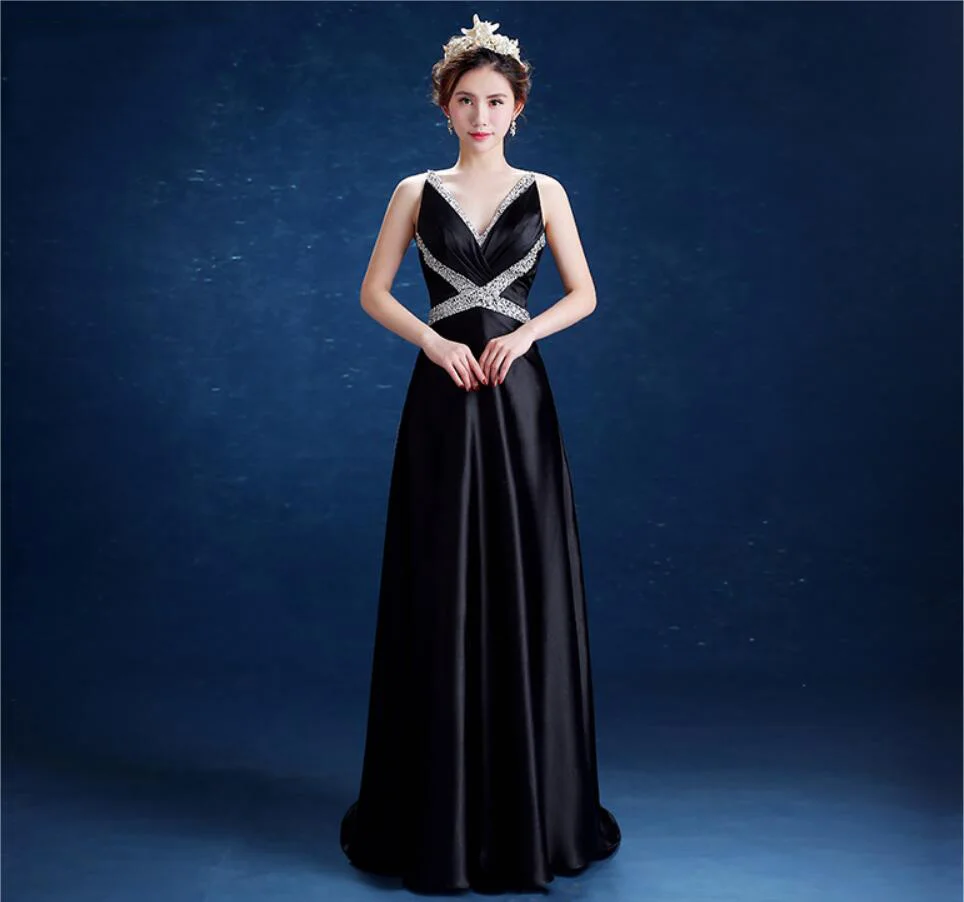 Custom made glossy Long Evening Dress 2018 New Arrival Court Train sequin beaded belt A Line Special Occasion Prom dress Gowns