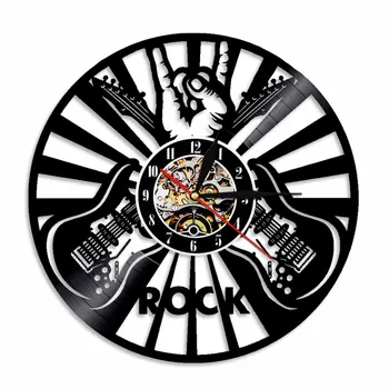 

1Piece Guitar Rock Vinyl Record Wall Clock Roll N Roll Music Wall Clock Creative Home Decor Gift For Music Lover Guitarist