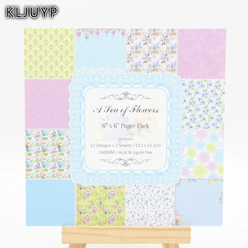 

KLJUYP 24 Sheets New Flowers Origami Art Background Paper Card Scrapbooking Pads Paper Single Side Making DIY Paper Craft