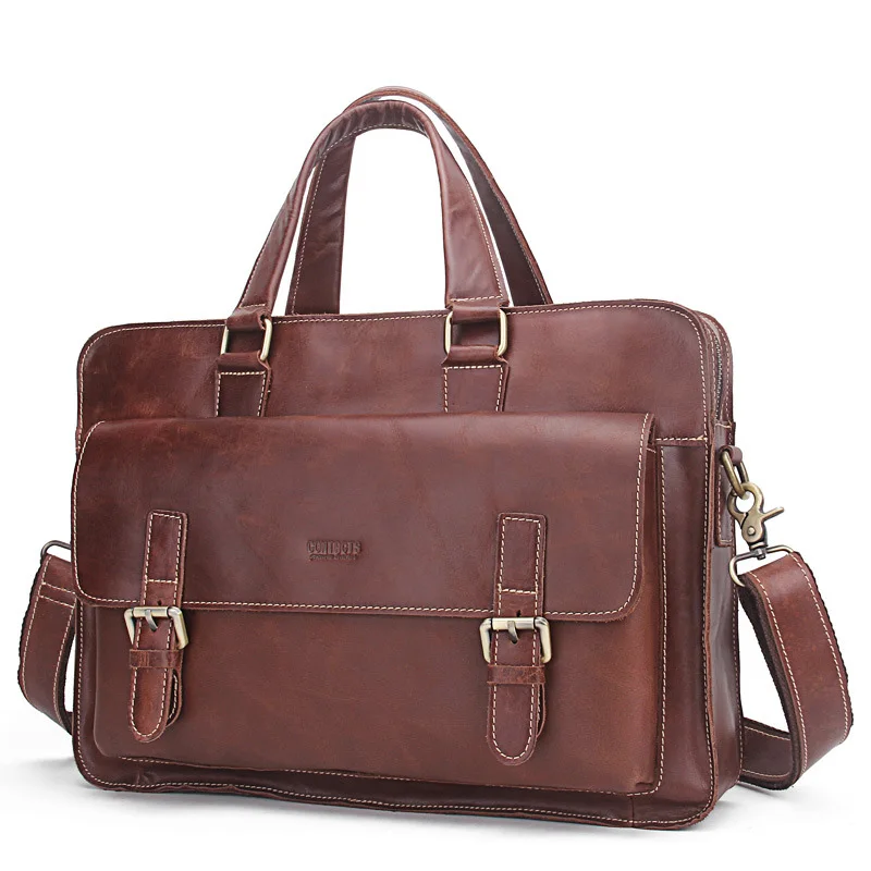 

Casual men genuine leather briefcase Big Business Men Cow Leather briefcase for Laptop bag Capacity genuine leather Handbag New
