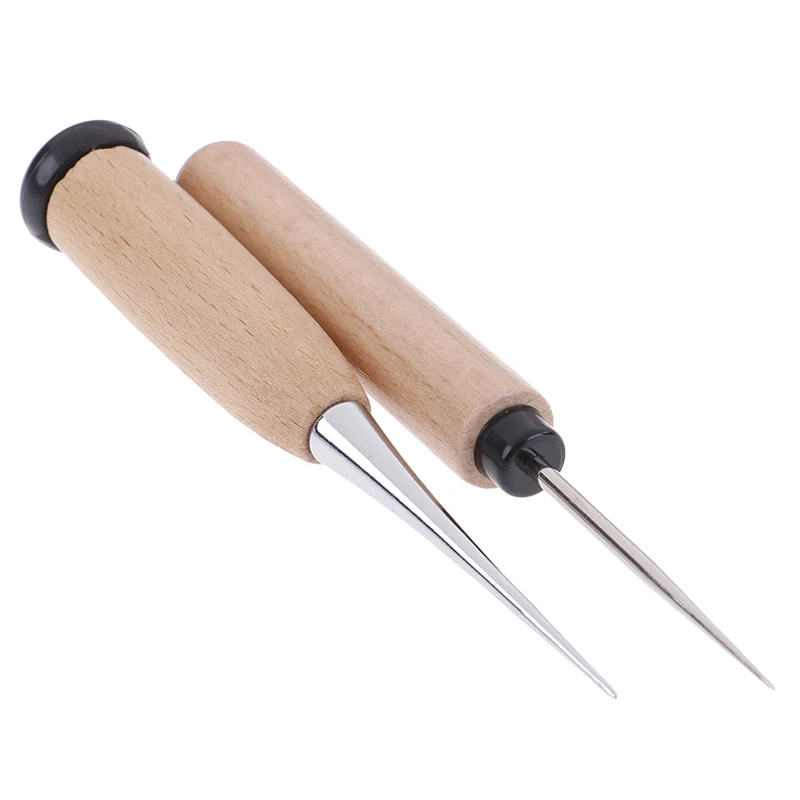 1 шт., кожаное ремесленное Шило, инструмент, дырокол, деревянная ручка, швейная строчка, Пробивка