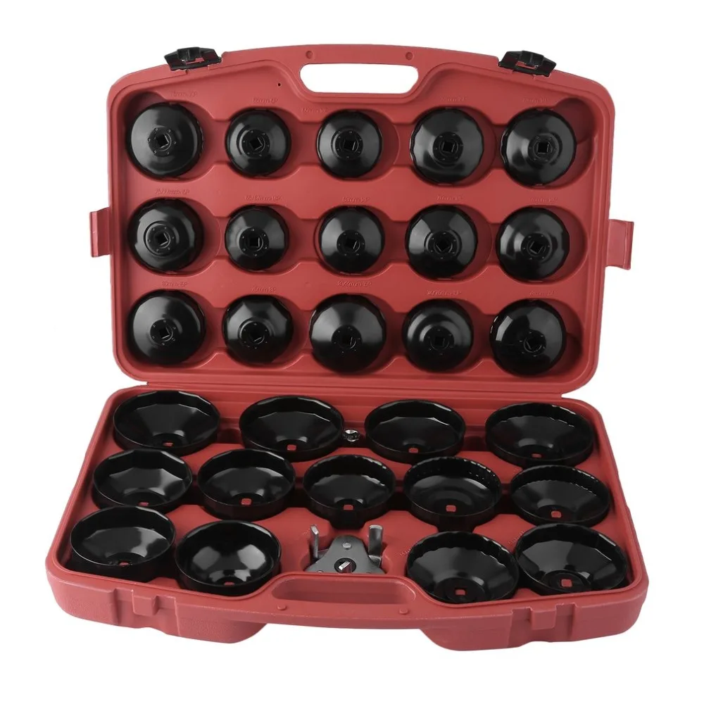 

30Pcs/Set Oil Filter Wrench Set Heavy Duty Cup Type Wrench Tool Box Cap Removal Wrench Kit Replacement Wrench Set