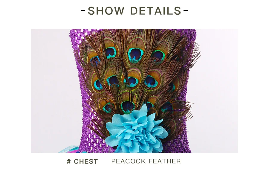 Peacock Feather Flower Girl Tulle Tutu Dress Pageant Wedding Halloween Costume Kids Birthday Party Purim Couture Dress (20)