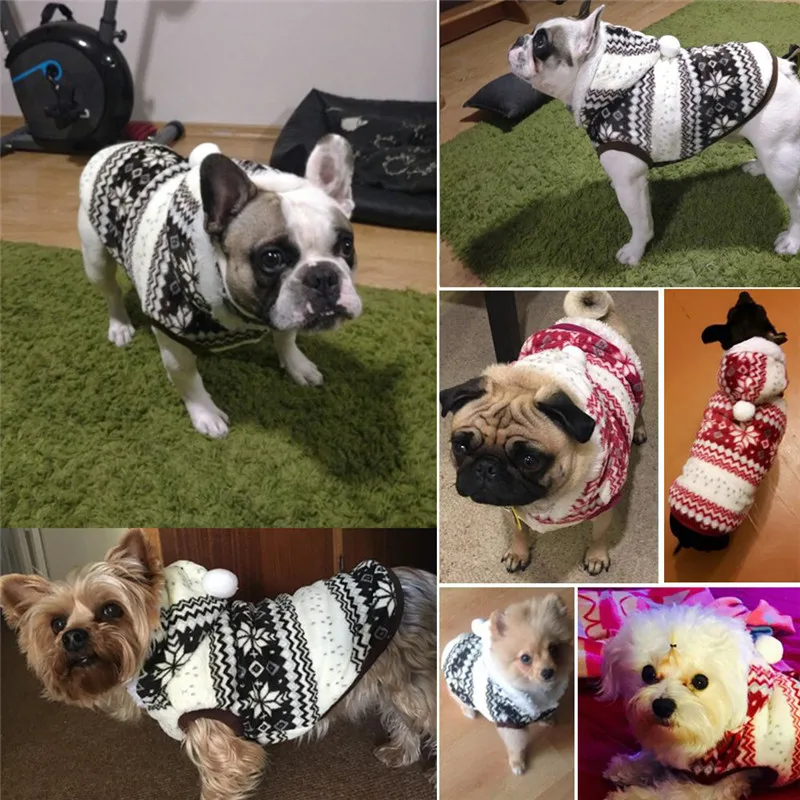 Hot Selling Winter Warm Pet Dog Coat Clothes Cozy Snowflake Christmas Hoodie Sweater Costume Teddy Hoodie Dog Coat Pet Clothing10