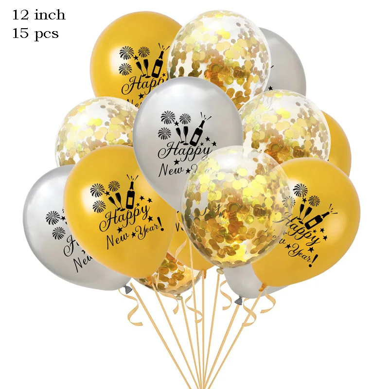 12 дюймов черная звезда счастливый год латексные шары воздушные шары с конфетти цвета розовое золото Счастливого Рождества год вечерние украшения - Цвет: 9