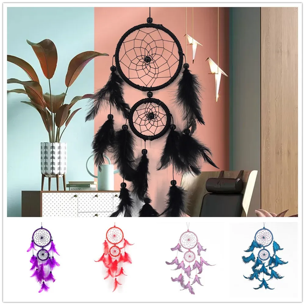 

5 colors handmade dream catcher feather colorful living room garden pendant pendant home car hanging dream decoration hot saleM3