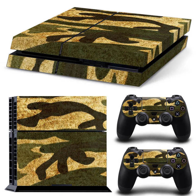 Camouflage Plastic Vinyl Skin Sticker For Sony Ps 4 Console with 2 Controllers Cover For PS4 Gamepad Joypad Decal 