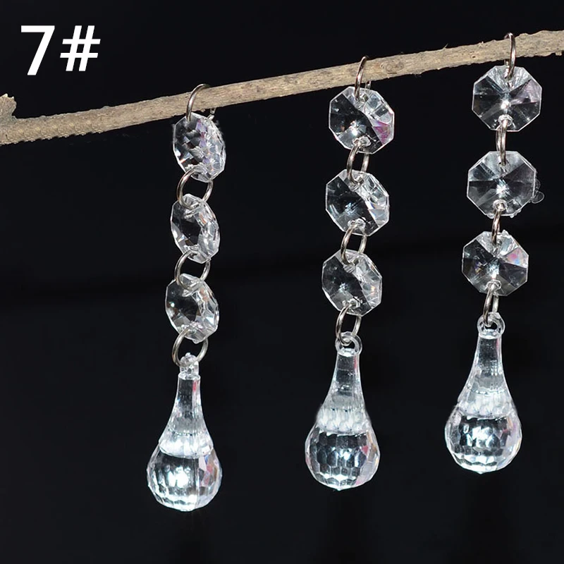 

10pcs Acrylic Crystal Diamond Beads Garland Chandelier Hang Wedding Party Supply