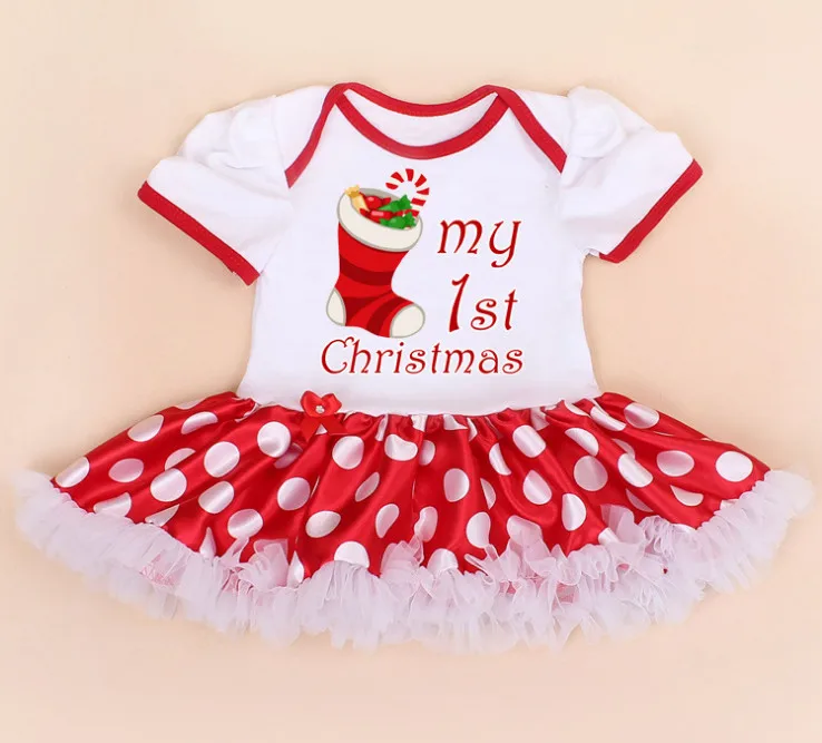 Детские Первые Рождественские костюмы для малышей; комбинезоны с короткими рукавами с Санта-Клаусом; Вечерние наряды; модные платья для новорожденных; одежда - Цвет: 2