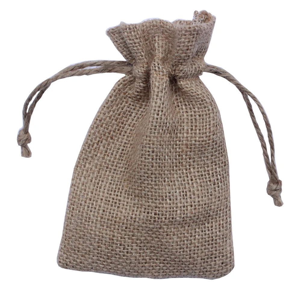 

(30pcs/lot) small 13x17cm/5*6.7inch 100% natural jute drawstring gift packacging recycle jute bag two line customize & logo