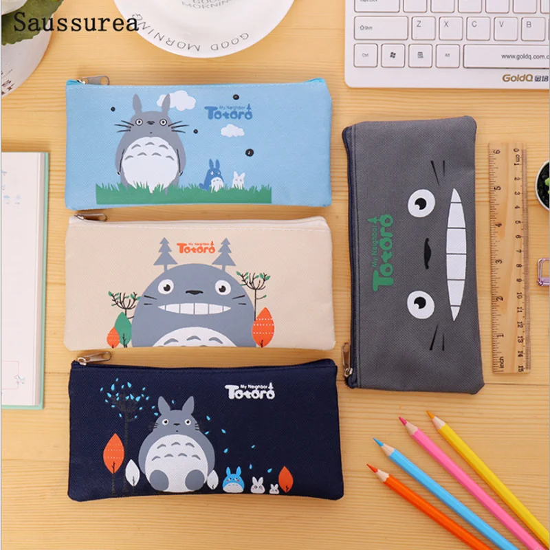 

Cartoon Totoro Pencil Bag Cute Female Student Canvas Pencil Case Fat Cat Pencil Case Stationery Office Supplies Trousse Stylo