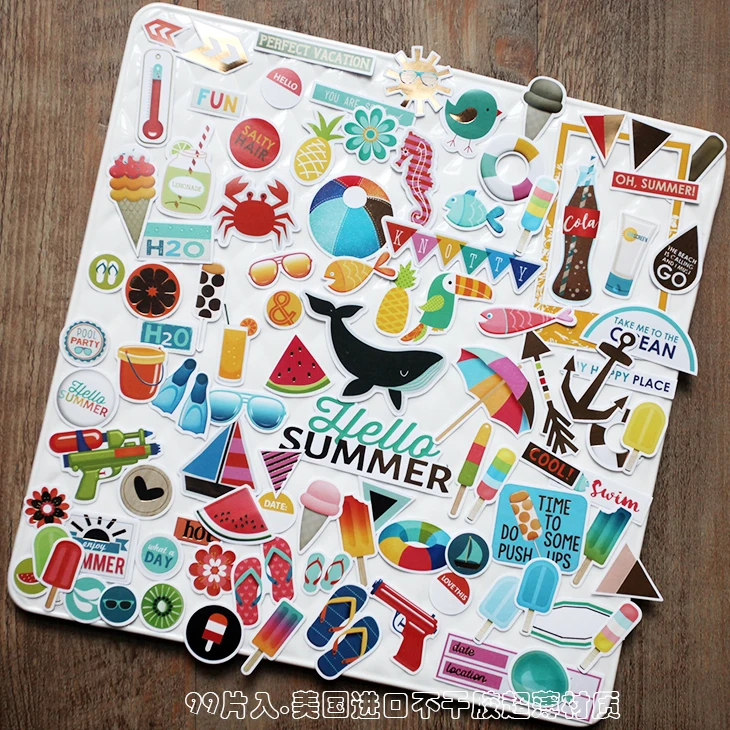 

KLJUYP 99pcs Cute Summer Colorful Cardstock Die Cuts for Scrapbooking/Card Making/Journaling Project DIY Craft