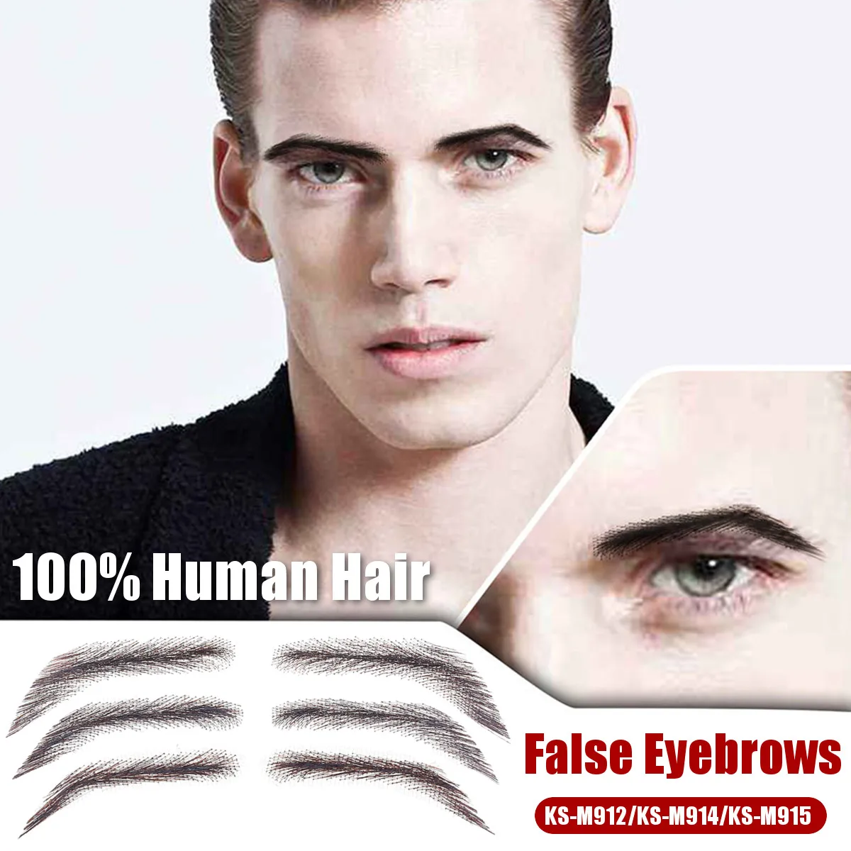 Ручной работы человеческие волосы Ложные брови кружевная основа для мужчин вечерние Косплей звезда поддельная бровь Синтетические Брови