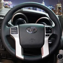 Shining wheat Hand-stitched Black Leather Steering Wheel Cover for Toyota Land Cruiser Prado 2010-2014 Tundra Tacoma 4Runner