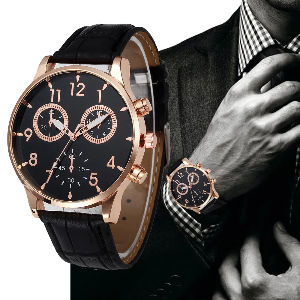 

2019 Retro Design Six Pin Watches Leather Band Analog Alloy Quartz Wrist Watch Top Brand Luxury Relogio Masculino Clock Hot Q