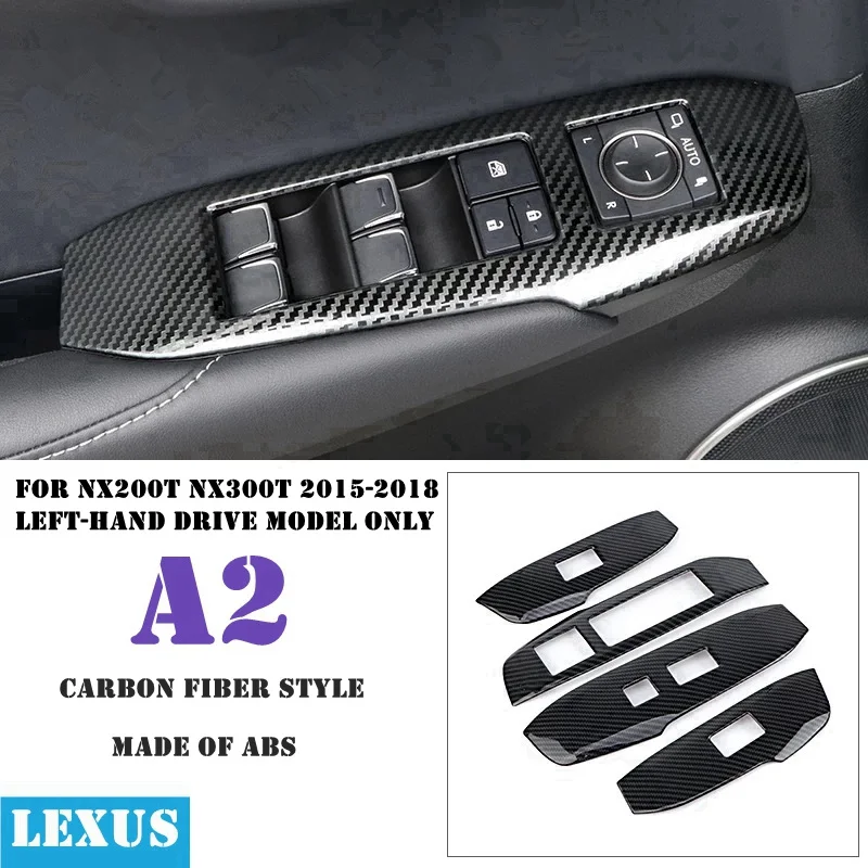 ABS/нержавеющая сталь матовое углеродное волокно стиль окна автомобиля Лифт рамка Обложка отделка, пригодный для LEXUS NX 200T NX300H - Название цвета: A2  4PCS