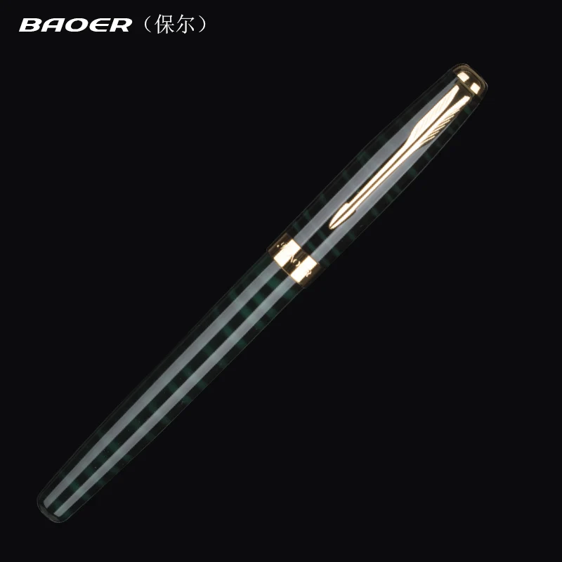 

Baoer 388 Green and Black Luxury Metal Roller Ball Pen with 0.5mm Black Ink Refill Ballpoint Pens Signature pen Gift