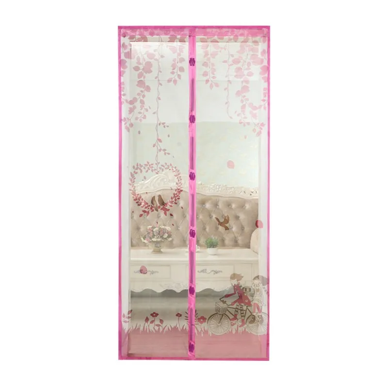 90/100 X210 см Магнитные шторы двери Экран Тюль анти-москиты Шторы Hands-free сетка-занавеска от насекомых для Кухня занавеска на дверь - Цвет: Розовый