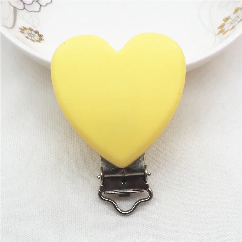 Chengkai 10 шт. силиконовый успокоитель в форме сердечка зажимы DIY Детский манекен цепочка для прорезывателя держатель пустышка для младенца Прорезыватель ремесло зажимы - Цвет: Cream Yellow
