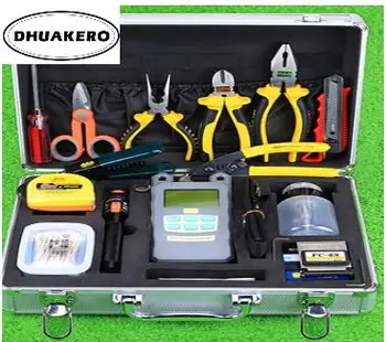 

free shipping AB9C FTTH FC-6S Optical Fiber Cleaver VFL Visual Finder Locator 1mw Wire stripper power meter tool kit case