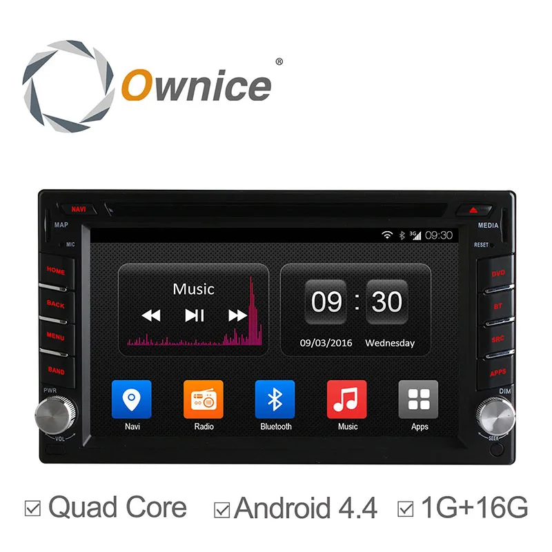  Ownice Android 4.4 2din Universal Car DVD Player GPS Navi Quad Core Car Radio In Dash Stereo Video 16G ROM Support Ipod DAB+ 