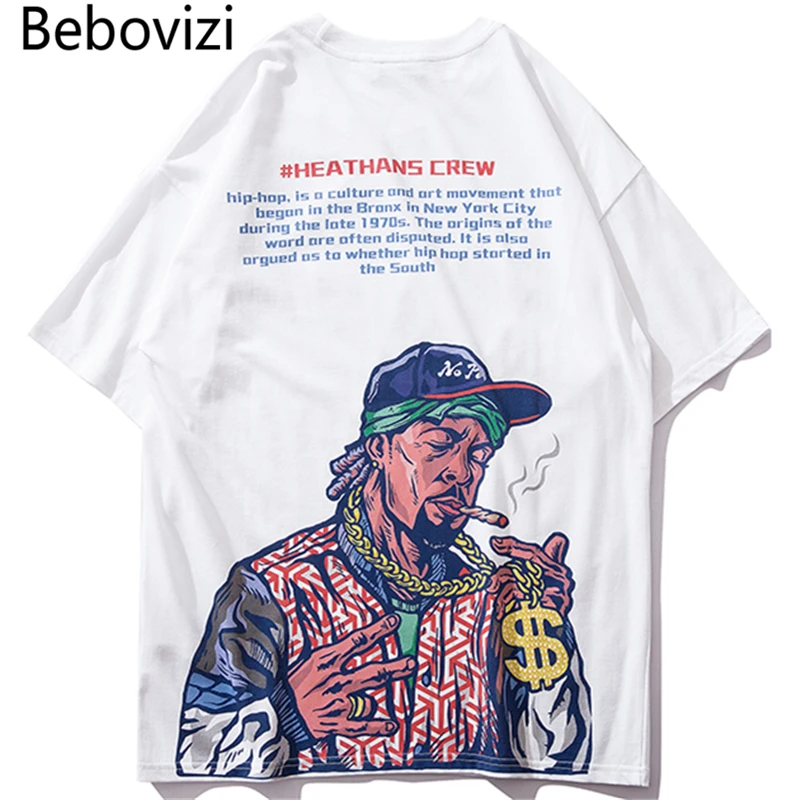 

Bebovizi Hip Hop Rappers Print Streetwear Oversize T Shirts Mens Harajuku Casual Hipster Tshirts 2019 Male Short Sleeve Tees