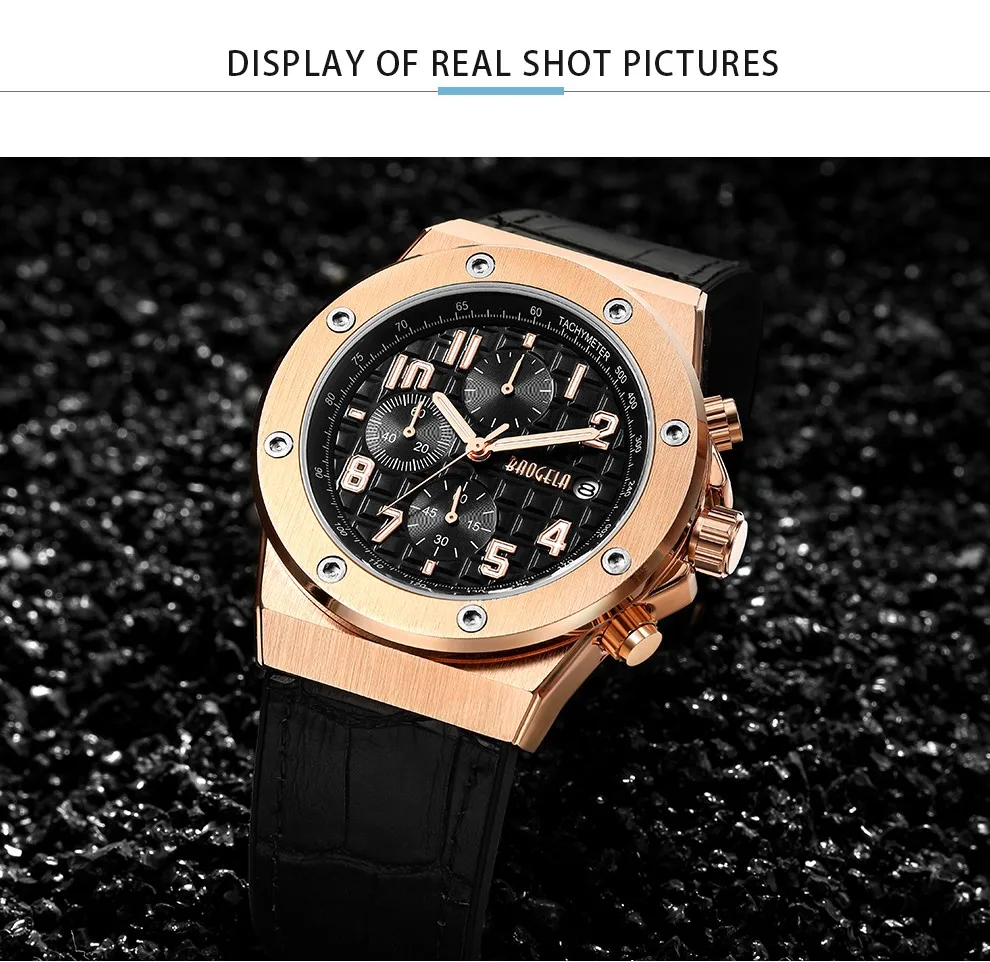 Genuine mens watches top brand luxury watch men Chronograph military black gold stainless steel Sports Watch relogio masculino
