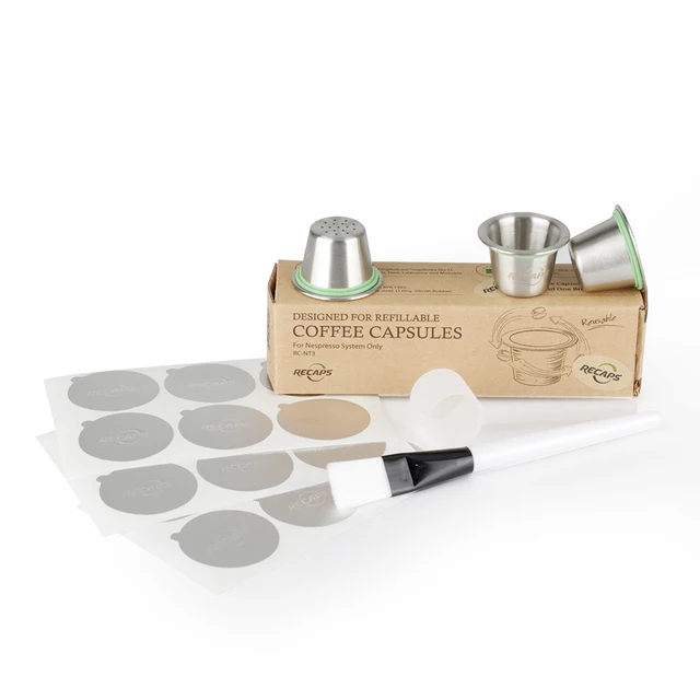 Best Price Stainless steel Refillable Capsule Pod or Tamper or Disposable Empty Coffee Capsule Pod + Aluminum Seals for Nespresso Machines