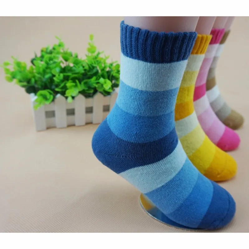 Striped Boys Girls Socks Terry Kids Floor Socks With Stripes Autumn Winter Toddler Short Sock Warm Thick Children Accessories (8)