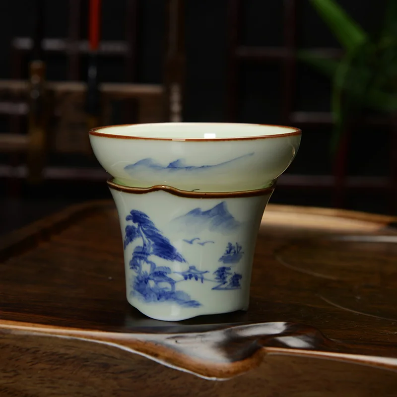 [GRANDNESS] Jingdezhen расписанное вручную чайное ситечко Celadon керамическое Сетчатое чайное ситечко, чай