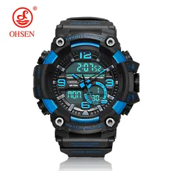 2019 Новинка OHSEN Цифровые кварцевые спортивные наручные часы мужские подарок 50 м Водонепроницаемые Синие водонепроницаемые армейские