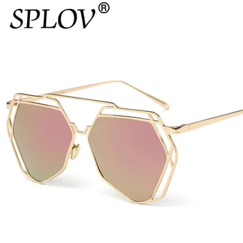 

High Quality Brand Designer Sunglasses Women Big Mirror Hexagon Super Lovers Hippie UV400 Pilot Hollow Out Sun Glasses Feminino