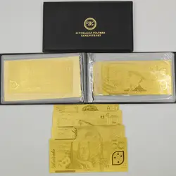 Новая Австралия Банкноты набор орнамент 5 шт. Новый AUD 5,10, обычная Золотая фольга, 100 20,50 текущий бумага деньги в кожаный альбом